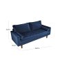 Womble 69.7 in. Space Blue Velvet 2-Seater Lawson Sofa with Square Arms - Image 3