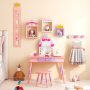 Kids Princess Vanity Table and Stool Set with Drawer and Mirror - Image 1