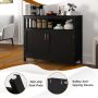 Kitchen Buffet Server Sideboard Storage Cabinet with 2 Doors and Shelf - Image 5