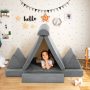 Gray 6 Pieces Convertible Kids Play Couch Set with Zipper - Image 6