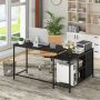 L-shaped Computer Desk with Power Outlet for Working Studying Gaming - Image 2