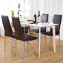 Costway Set of 4 PU Leather Dining Side Chairs Elegant Design Home Furniture Brown - Image 3