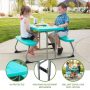 35.4 in. Aqua Blue Rectangle Steel and Resin Kids Picnic Table Seats 4 - Image 3