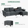 Walsunny Convertible Sectional Sofa L Shaped Couch with Storage Chaise, 4-Seater Reversible Sectional Couch with Cup Holders for Living Room Black - Image 2