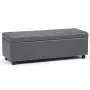 Hamilton 48 inch Wide Transitional Rectangle Storage Ottoman in Stone Grey Vegan Faux Leather, Assembled - Image 4
