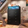 EnHomee Black 5-Drawer Dresser with LED Light, 31.7"L x 15.9"W x 48.6"H Modern Storage Furniture - Image 2