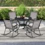 Set of 2 Folding Rocking Chair with Breathable Seat Fabric - Image 3