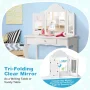 Costway Vanity Table Set Makeup Dressing Table Stool Mirror White - Image 5