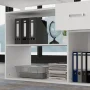 55.1" W : L-Shaped White Finish 1-Drawer Wooden Commercial Writing Desk with Open Shelves and Eco-Friendly Paint Finish - Image 3