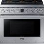 Dacor - 36 in. Wide 6 Burner Transitional 5.9 Cu. Ft. Freestanding Gas Three-Part Pure Convection Pro-Range with Self Clean - Silver Stainless Steel - Image 1