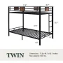 Amolife Twin Over Twin Size Metal Bunk Bed Frame with Removable Ladder & 13" Full-Length Guardrail, Black - Image 5