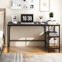 55 Inch Modern Industrial Style Study Writing Desk with 2 Storage Shelves - Image 3