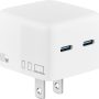Insignia™ - 35W Dual USB-C Port Wall Charger for MacBook Pro, iPad, iPhone, Apple Watch, Samsung Smartphones & More - White - Image 1