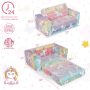 2-in-1 Flip Out Kids Sofa Chair with Detachable Flannel Fabric Cover and Glowing Patterns - Image 3