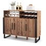 Home Wine Bar Cabinet with 3 Doors and Adjustable Shelves - Image 3