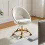 Savas Ivory Upholstered 18 in.-21 in. H Adjustable Height Task Chair with Gold Metal Base and Open Back Design - Image 1