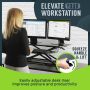 TechOrbits Standing Desk Converter - 32 Inch Adjustable Sit to Stand Up Workstation, Particle Board, Dual Monitor Desktop Riser with Keyboard Tray, for Home Office Laptop, Black 32" - Image 3