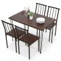 Walnut 5 Pieces Dining Table Set for 4 with Metal Frame for Home Restaurant - Image 1
