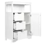 HomGarden Bathroom Floor Storage Cabinet Modern White Wooden Kitchen Cupboard W/Adjustable Shelf & 3 Drawers - Image 2