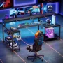 Minaya LED Gaming Desk with Power Outlet, L-Shaped Computer Desk with Monitor Stand - Image 4