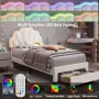 Burlyn Upholstered LED Bed Frame with Drawer & Adjustable Headboard - Image 5