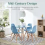 Best Choice Products 5-Piece Compact Mid-Century Modern Dining Set w/ 4 Chairs, Wooden Legs - White/Walnut - Image 3