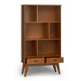 Draper Solid Hardwood 64 in. x 35 in. Mid-Century Modern Wide Bookcase and Storage Unit in Teak Brown - Image 3