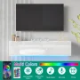 Hommpa Wall Mounted Floating TV Stand with LED Lights Modern Entertainment Center for TVs for up to 65" Media Console TV Unit with Storage Cabinets White High Gloss for Living Room Bedroom - Image 3