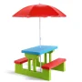 Costway 4 Seat Kids Picnic Table with Umbrella Garden Children Bench Outdoor PP - Image 1