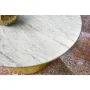 Cupertine 31 in. Gold/Marble Medium Round Marble Coffee Table with Hammered Base - Image 6