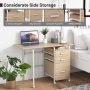 Home Office Folding Computer Laptop Desk Wheeled with 3 Drawers - Image 4