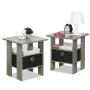 Furinno 2 Petite End Table Bedroom Night Stand - Set of Two, Gray/Black - Image 4