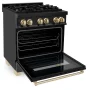 ZLINE - 30 in. Wide 4 Burner Autograph Legacy Dual Fuel Freestanding Range with Gold Accents - Black - Image 4
