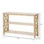 Rectangle Unfinished Natural Pine Wood X-Cross Console Table with 1-Shelf (48 in. L x 30 in. H x 14 in. D) - Image 6