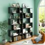 6 Tier S-Shaped Bookshelf Storage Display Bookcase Decor Z-Shelf - White - Image 1