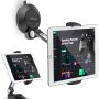 AboveTEK iPad Suction Mount, Phone Tablet Stand Holder with Suction Cup Fits 4"-11" Tablet/Phone/iPad mini/Air, Sticky iPads Mount on Window Bathroom Mirror, for Car Truck Windshield Boat (Black) - Image 1