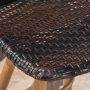 Bianca Faux Rattan Outdoor Patio Bar Stool with Brown Wood Finish Metal Legs (2-Pack) - Image 4