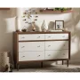 Baxton Studio Harlow Mid-century Modern Scandinavian Style White and Walnut Wood 6-drawer Storage Dresser - Image 2