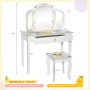 Kids Vanity Table Set with Tri-Folding Mirror and Large Drawer - Image 4