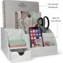 My Space Organizers Marble Desk Organizer For Office Supplies And Accessories - 9 Sections - Pencil Pen Holder Storage - Desktop Organization Decor Essentials (White Grey Marble) - Image 3
