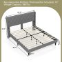 Full/Queen Size Upholstered Platform Bed with Button Tufted Headboard - Image 4