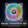 Thermaltake Riing Quad 120mm 16.8 Million RGB (Alexa/Razer Chroma) Software Enabled, 4 Light Rings 54 LED, 9 Blades Hydraulic Bearing, White Case/Rad Fan (NO Controller), Single Pack, CL-F100-PL12SW-C - Image 2