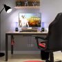 sogesfurniture Gaming Computer Desk, 47 inches Desk Gaming Table Workstation Desk with Display Stand and Cable Management and Headphone Holder, Teak BHUS-AC14BB - Image 3
