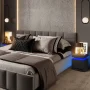 Hommpa Modern LED Nightstand with 2 Drawers High Gloss Led Light Bedside Table Storage Black Night Table with Lights End Side Table with Drawer for Bedroom 20.5" Tall (1-pack) - Image 4