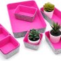 Welaxy desk drawer organizers tray for office suppliers entryway catchall key holder makeup crafts pens decluttering 8-piece back to school (hot pink) - Image 6
