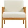 Renwick Fabric Upholstered Accent Chair with Rattan Sides,Ivory - Image 1