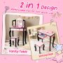 Kid Vanity Set with Tri-Folding Mirror and Leopard Print - Image 2
