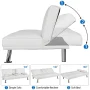 Renwick LuxuryGoods Modern Faux Leather Futon with Cupholders and Pillows, White - Image 6