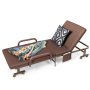 Brown Adjustable Folding Guest Bed Frame with Mattress and Wheels - Image 5
