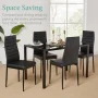 Best Choice Products 5-Piece Kitchen Dining Table Set w/ Glass Tabletop, 4 Faux Leather Chairs - Black - Image 6